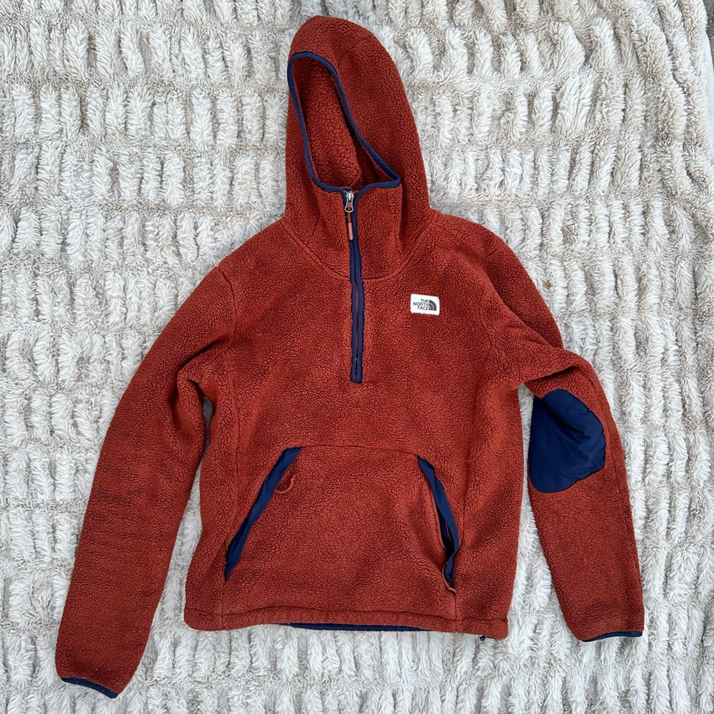 North Face Men’s Brandy Brown/Navy Campshire Pullover Hoodie Size Small